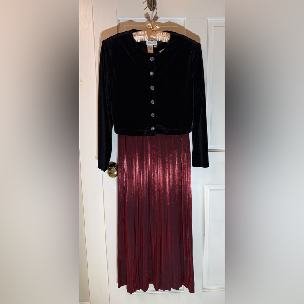 Black Velvet, Shimmering Scarlet Jacket Dress